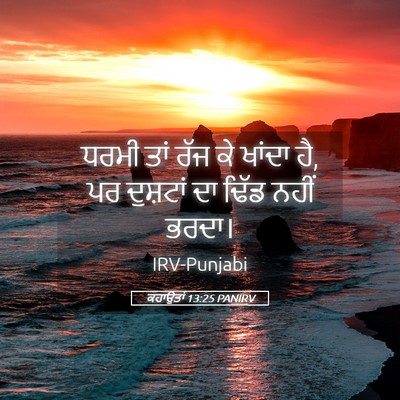Picture 05 - ਕਹਾਉਤਾਂ 13:25 PANIRV - ਧਰਮੀ ਤਾਂ ਰੱਜ ਕੇ - Bible Verse Picture