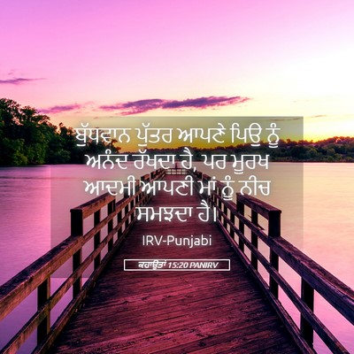 Picture 05 - ਕਹਾਉਤਾਂ 15:20 PANIRV - ਬੁੱਧਵਾਨ ਪੁੱਤਰ - Bible Verse Picture