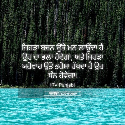 Picture 05 - ਕਹਾਉਤਾਂ 16:20 PANIRV - ਜਿਹੜਾ ਬਚਨ ਉੱਤੇ ਮਨ - Bible Verse Picture