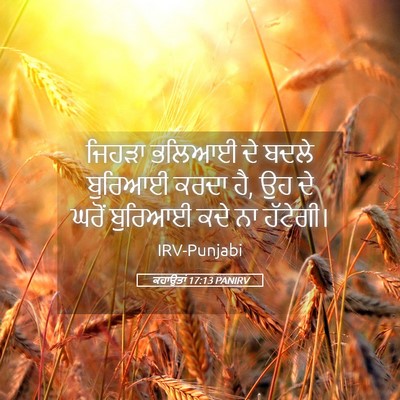 Picture 05 - ਕਹਾਉਤਾਂ 17:13 PANIRV - ਜਿਹੜਾ ਭਲਿਆਈ ਦੇ - Bible Verse Picture