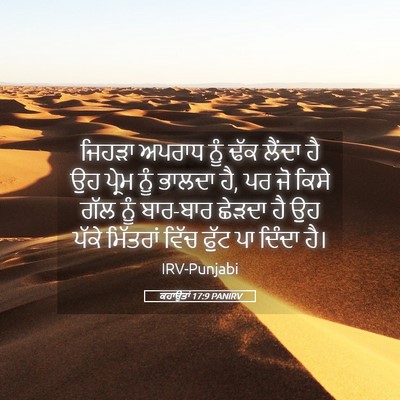 Picture 05 - ਕਹਾਉਤਾਂ 17:9 PANIRV - ਜਿਹੜਾ ਅਪਰਾਧ ਨੂੰ - Bible Verse Picture
