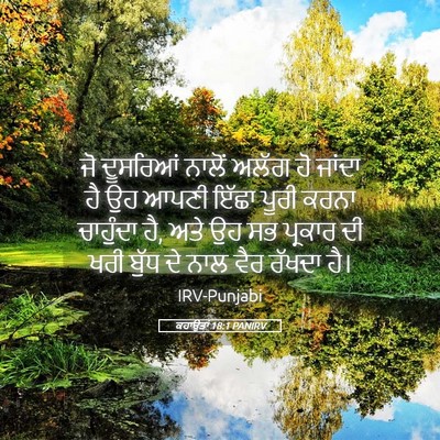 Picture 05 - ਕਹਾਉਤਾਂ 18:1 PANIRV - ਜੋ ਦੂਸਰਿਆਂ ਨਾਲੋਂ - Bible Verse Picture