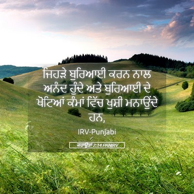 Picture 05 - ਕਹਾਉਤਾਂ 2:14 PANIRV - ਜਿਹੜੇ ਬੁਰਿਆਈ ਕਰਨ - Bible Verse Picture