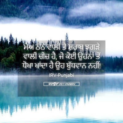 Picture 05 - ਕਹਾਉਤਾਂ 20:1 PANIRV - ਮੈਅ ਠੱਠੇ ਵਾਲੀ ਤੇ - Bible Verse Picture