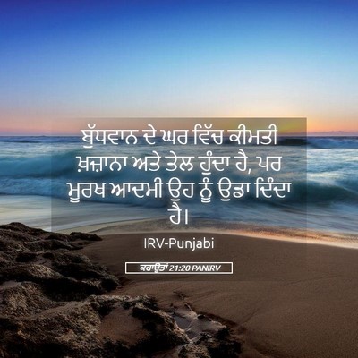 Picture 05 - ਕਹਾਉਤਾਂ 21:20 PANIRV - ਬੁੱਧਵਾਨ ਦੇ ਘਰ ਵਿੱਚ - Bible Verse Picture