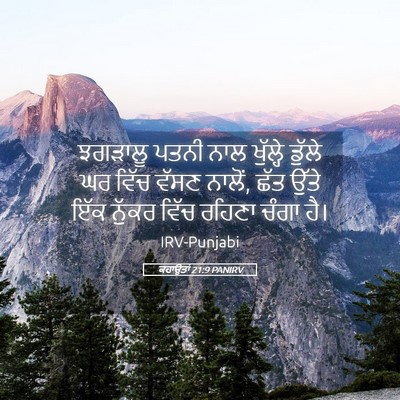 Picture 05 - ਕਹਾਉਤਾਂ 21:9 PANIRV - ਝਗੜਾਲੂ ਪਤਨੀ ਨਾਲ - Bible Verse Picture
