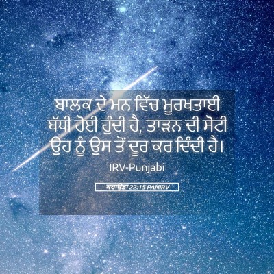 Picture 05 - ਕਹਾਉਤਾਂ 22:15 PANIRV - ਬਾਲਕ ਦੇ ਮਨ ਵਿੱਚ - Bible Verse Picture