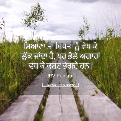 Picture 05 - ਕਹਾਉਤਾਂ 22:3 PANIRV - ਸਿਆਣਾ ਤਾਂ ਬਿਪਤਾ - Bible Verse Picture