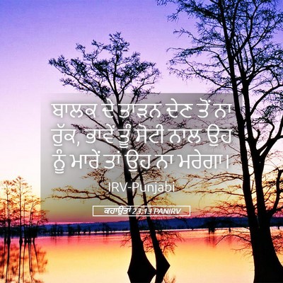 Picture 05 - ਕਹਾਉਤਾਂ 23:13 PANIRV - ਬਾਲਕ ਦੇ ਤਾੜਨ ਦੇਣ - Bible Verse Picture