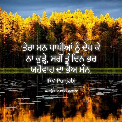 Picture 05 - ਕਹਾਉਤਾਂ 23:17 PANIRV - ਤੇਰਾ ਮਨ ਪਾਪੀਆਂ ਨੂੰ - Bible Verse Picture
