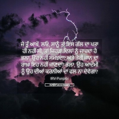 Picture 05 - ਕਹਾਉਤਾਂ 24:12 PANIRV - ਜੇ ਤੂੰ ਆਖੇਂ, ਲਓ, - Bible Verse Picture