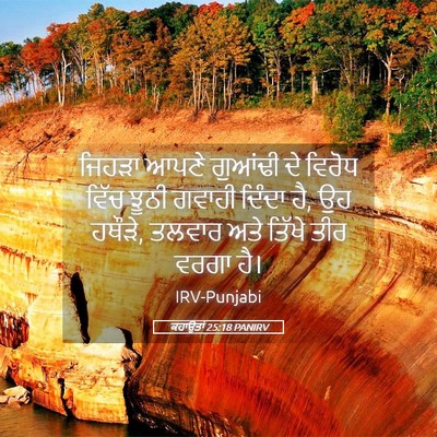 Picture 05 - ਕਹਾਉਤਾਂ 25:18 PANIRV - ਜਿਹੜਾ ਆਪਣੇ ਗੁਆਂਢੀ - Bible Verse Picture