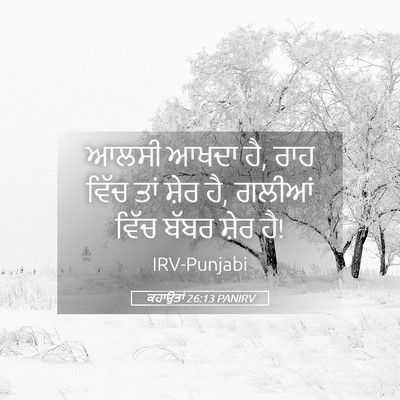 Picture 05 - ਕਹਾਉਤਾਂ 26:13 PANIRV - ਆਲਸੀ ਆਖਦਾ ਹੈ, ਰਾਹ - Bible Verse Picture