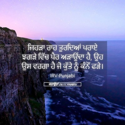 Picture 05 - ਕਹਾਉਤਾਂ 26:17 PANIRV - ਜਿਹੜਾ ਰਾਹ ਤੁਰਦਿਆਂ - Bible Verse Picture