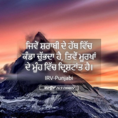Picture 05 - ਕਹਾਉਤਾਂ 26:9 PANIRV - ਜਿਵੇਂ ਸ਼ਰਾਬੀ ਦੇ - Bible Verse Picture
