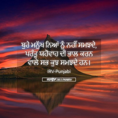 Picture 05 - ਕਹਾਉਤਾਂ 28:5 PANIRV - ਬੁਰੇ ਮਨੁੱਖ ਨਿਆਂ - Bible Verse Picture