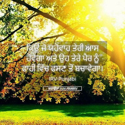 Picture 05 - ਕਹਾਉਤਾਂ 3:26 PANIRV - ਕਿਉਂ ਜੋ ਯਹੋਵਾਹ - Bible Verse Picture