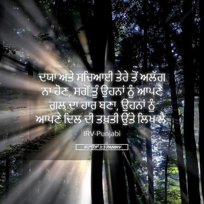 Picture 05 - ਕਹਾਉਤਾਂ 3:3 PANIRV - ਦਯਾ ਅਤੇ ਸਚਿਆਈ ਤੇਰੇ - Bible Verse Picture