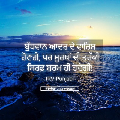Picture 05 - ਕਹਾਉਤਾਂ 3:35 PANIRV - ਬੁੱਧਵਾਨ ਆਦਰ ਦੇ - Bible Verse Picture