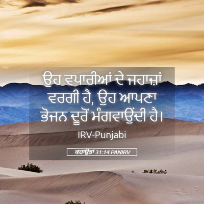 Picture 05 - ਕਹਾਉਤਾਂ 31:14 PANIRV - ਉਹ ਵਪਾਰੀਆਂ ਦੇ - Bible Verse Picture