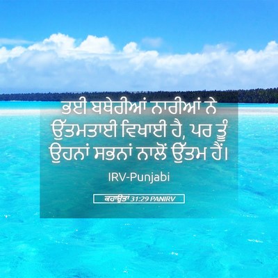 Picture 05 - ਕਹਾਉਤਾਂ 31:29 PANIRV - ਭਈ ਬਥੇਰੀਆਂ ਨਾਰੀਆਂ - Bible Verse Picture