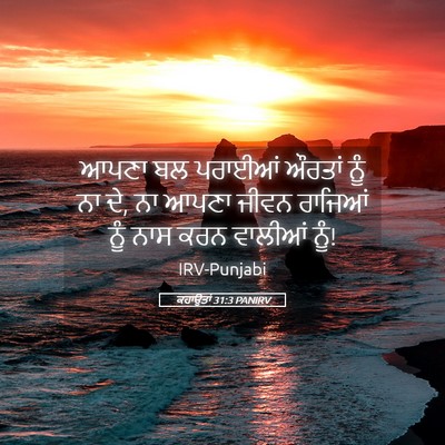 Picture 05 - ਕਹਾਉਤਾਂ 31:3 PANIRV - ਆਪਣਾ ਬਲ ਪਰਾਈਆਂ - Bible Verse Picture