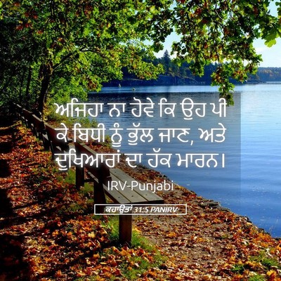 Picture 05 - ਕਹਾਉਤਾਂ 31:5 PANIRV - ਅਜਿਹਾ ਨਾ ਹੋਵੇ ਕਿ ਉਹ - Bible Verse Picture