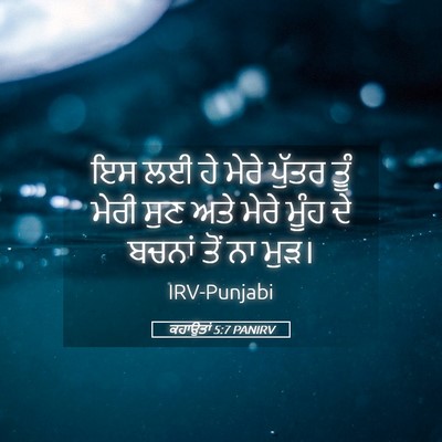 Picture 05 - ਕਹਾਉਤਾਂ 5:7 PANIRV - ਇਸ ਲਈ ਹੇ ਮੇਰੇ ਪੁੱਤਰ - Bible Verse Picture