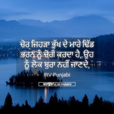 Picture 05 - ਕਹਾਉਤਾਂ 6:30 PANIRV - ਚੋਰ ਜਿਹੜਾ ਭੁੱਖ ਦੇ - Bible Verse Picture
