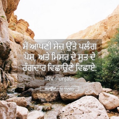 Picture 05 - ਕਹਾਉਤਾਂ 7:16 PANIRV - ਮੈਂ ਆਪਣੀ ਸੇਜ਼ ਉੱਤੇ - Bible Verse Picture