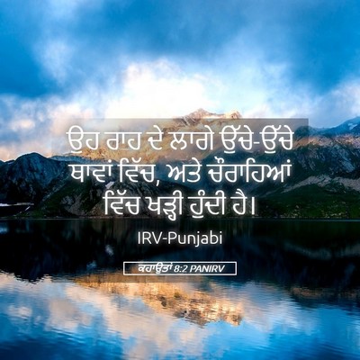 Picture 05 - ਕਹਾਉਤਾਂ 8:2 PANIRV - ਉਹ ਰਾਹ ਦੇ ਲਾਗੇ - Bible Verse Picture