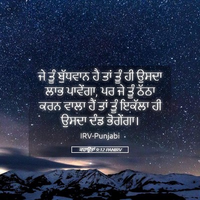 Picture 05 - ਕਹਾਉਤਾਂ 9:12 PANIRV - ਜੇ ਤੂੰ ਬੁੱਧਵਾਨ ਹੈ - Bible Verse Picture