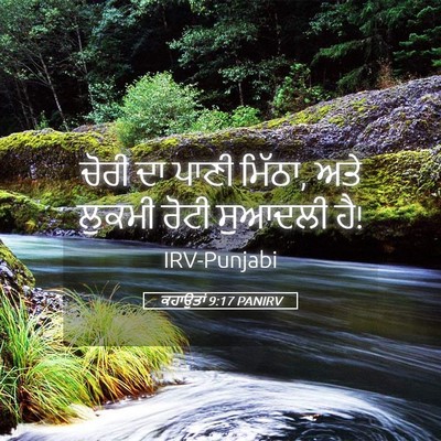 Picture 05 - ਕਹਾਉਤਾਂ 9:17 PANIRV - ਚੋਰੀ ਦਾ ਪਾਣੀ ਮਿੱਠਾ, - Bible Verse Picture