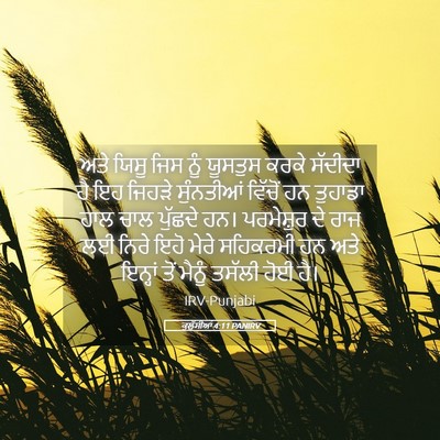 Picture 05 - ਕੁਲੁੱਸੀਆਂ 4:11 PANIRV - ਅਤੇ ਯਿਸੂ ਜਿਸ ਨੂੰ - Bible Verse Picture