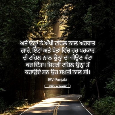 Picture 05 - ਖ਼ਰੋਜ 1:14 PANIRV - ਅਤੇ ਉਨ੍ਹਾਂ ਨੇ ਔਖੀ - Bible Verse Picture