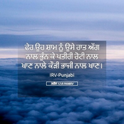 Picture 05 - ਖ਼ਰੋਜ 12:8 PANIRV - ਫੇਰ ਉਹ ਸ਼ਾਮ ਨੂੰ ਉਸੇ - Bible Verse Picture