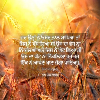 Picture 05 - ਖ਼ਰੋਜ 16:18 PANIRV - ਜਦ ਉਨ੍ਹਾਂ ਨੇ ਓਮਰ - Bible Verse Picture