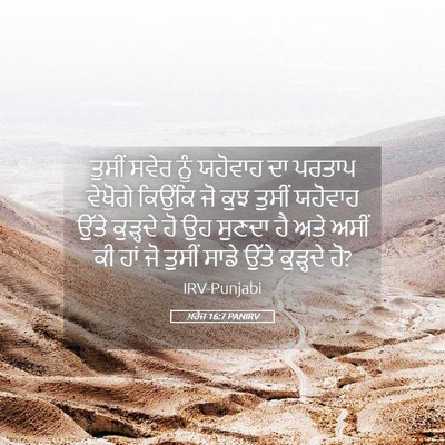 Picture 05 - ਖ਼ਰੋਜ 16:7 PANIRV - ਤੁਸੀਂ ਸਵੇਰ ਨੂੰ - Bible Verse Picture