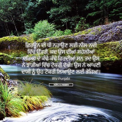 Picture 05 - ਖ਼ਰੋਜ 2:5 PANIRV - ਫ਼ਿਰਊਨ ਦੀ ਧੀ ਨਹਾਉਣ - Bible Verse Picture