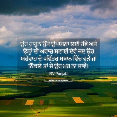 Picture 05 - ਖ਼ਰੋਜ 28:35 PANIRV - ਉਹ ਹਾਰੂਨ ਉੱਤੇ - Bible Verse Picture