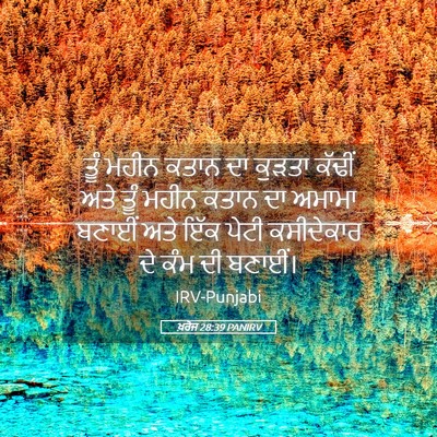 Picture 05 - ਖ਼ਰੋਜ 28:39 PANIRV - ਤੂੰ ਮਹੀਨ ਕਤਾਨ ਦਾ - Bible Verse Picture
