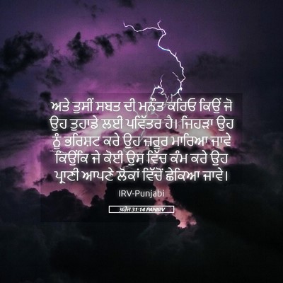 Picture 05 - ਖ਼ਰੋਜ 31:14 PANIRV - ਅਤੇ ਤੁਸੀਂ ਸਬਤ ਦੀ - Bible Verse Picture