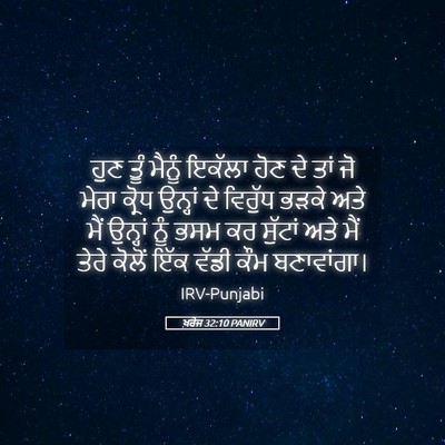 Picture 05 - ਖ਼ਰੋਜ 32:10 PANIRV - ਹੁਣ ਤੂੰ ਮੈਨੂੰ - Bible Verse Picture