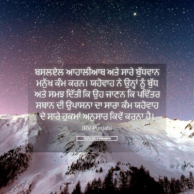 Picture 05 - ਖ਼ਰੋਜ 36:1 PANIRV - ਬਸਲਏਲ ਆਹਾਲੀਆਬ ਅਤੇ - Bible Verse Picture