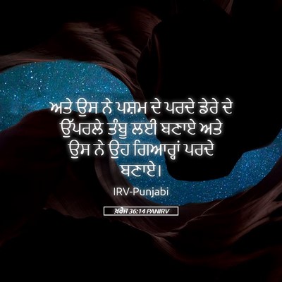 Picture 05 - ਖ਼ਰੋਜ 36:14 PANIRV - ਅਤੇ ਉਸ ਨੇ ਪਸ਼ਮ ਦੇ - Bible Verse Picture