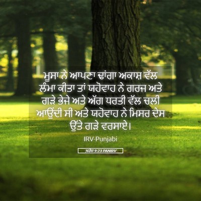 Picture 05 - ਖ਼ਰੋਜ 9:23 PANIRV - ਮੂਸਾ ਨੇ ਆਪਣਾ ਢਾਂਗਾ - Bible Verse Picture