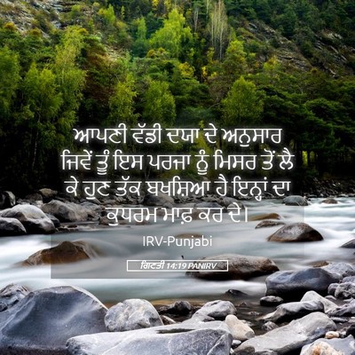 Picture 05 - ਗਿਣਤੀ 14:19 PANIRV - ਆਪਣੀ ਵੱਡੀ ਦਯਾ ਦੇ - Bible Verse Picture