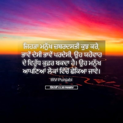 Picture 05 - ਗਿਣਤੀ 15:30 PANIRV - ਜਿਹੜਾ ਮਨੁੱਖ - Bible Verse Picture