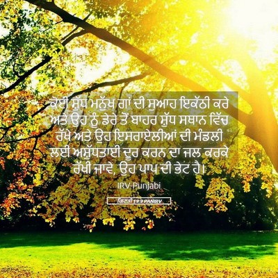 Picture 05 - ਗਿਣਤੀ 19:9 PANIRV - ਕੋਈ ਸ਼ੁੱਧ ਮਨੁੱਖ - Bible Verse Picture