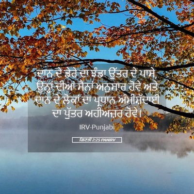 Picture 05 - ਗਿਣਤੀ 2:25 PANIRV - ਦਾਨ ਦੇ ਡੇਰੇ ਦਾ ਝੰਡਾ - Bible Verse Picture